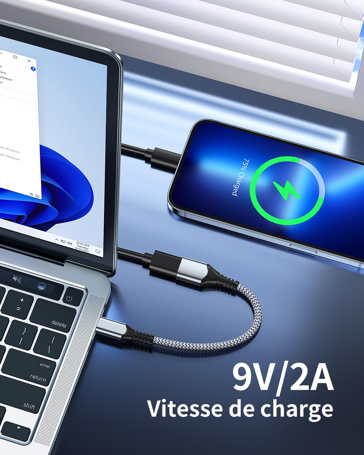 ANDTOBO Adaptateur USB C vers USB 3.0 OTG, Câble Thunderbolt3 pour iPhone 15 Pro Max, Samsung Galaxy S23, MacBook Pro