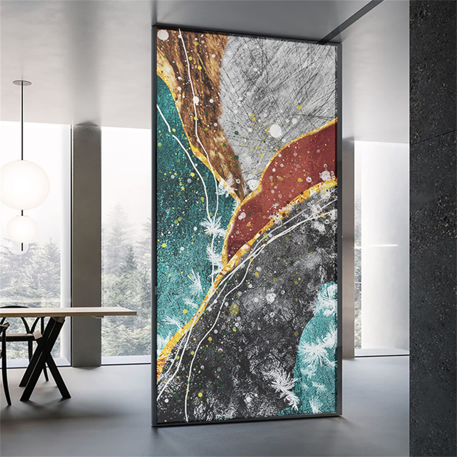 Pellicola per vetri oscurante,Pellicola privacy finestre,anti-peeping,Autoadesive,Anti-UV,astrazione verde ,Ideale per Ufficio Camera da Letto Sala(90cmx200cm)