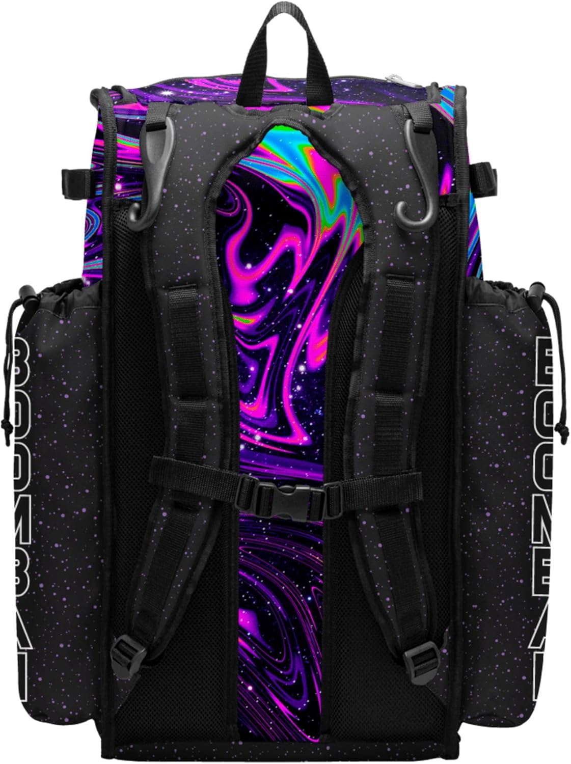 Boombah Superpack Bat Bag - Backpack Version (no wheels) - Holds 4 Bats - Supernova Black/Amethyst Orchid/White