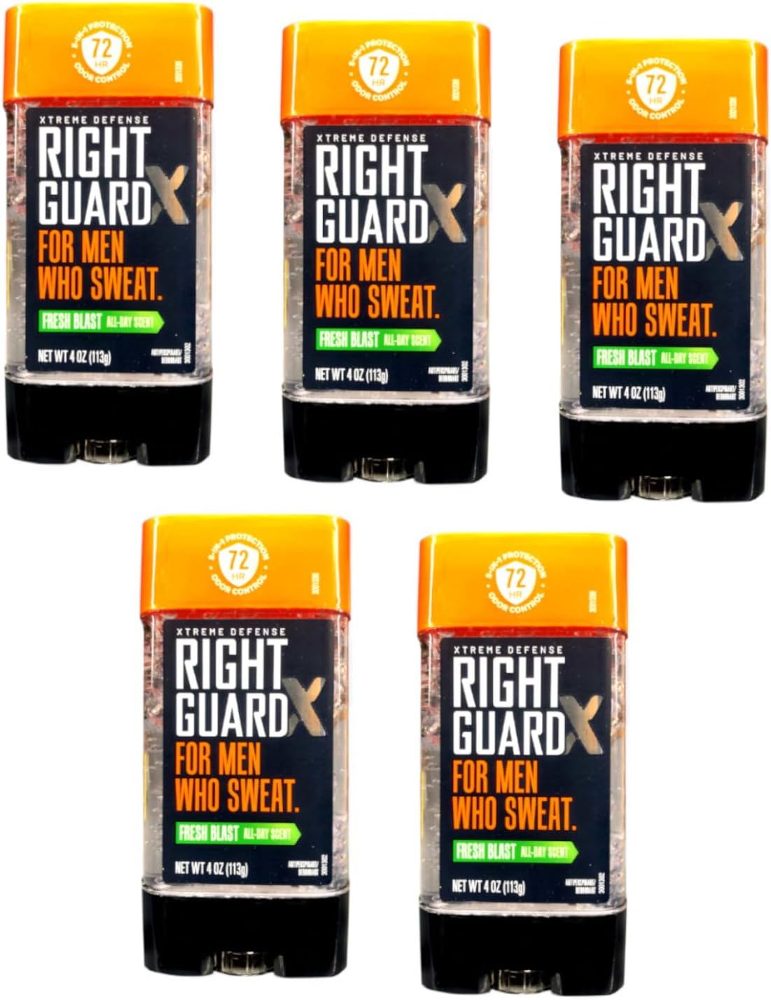 Right GuardXtreme Defense 5 Antiperspirant Deodorant Gel, Fresh Blast, 4 Ounce (Pack of 5)