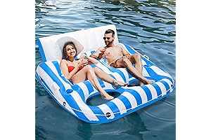 Large Pool Float with Handles and Cup Holder for Adults