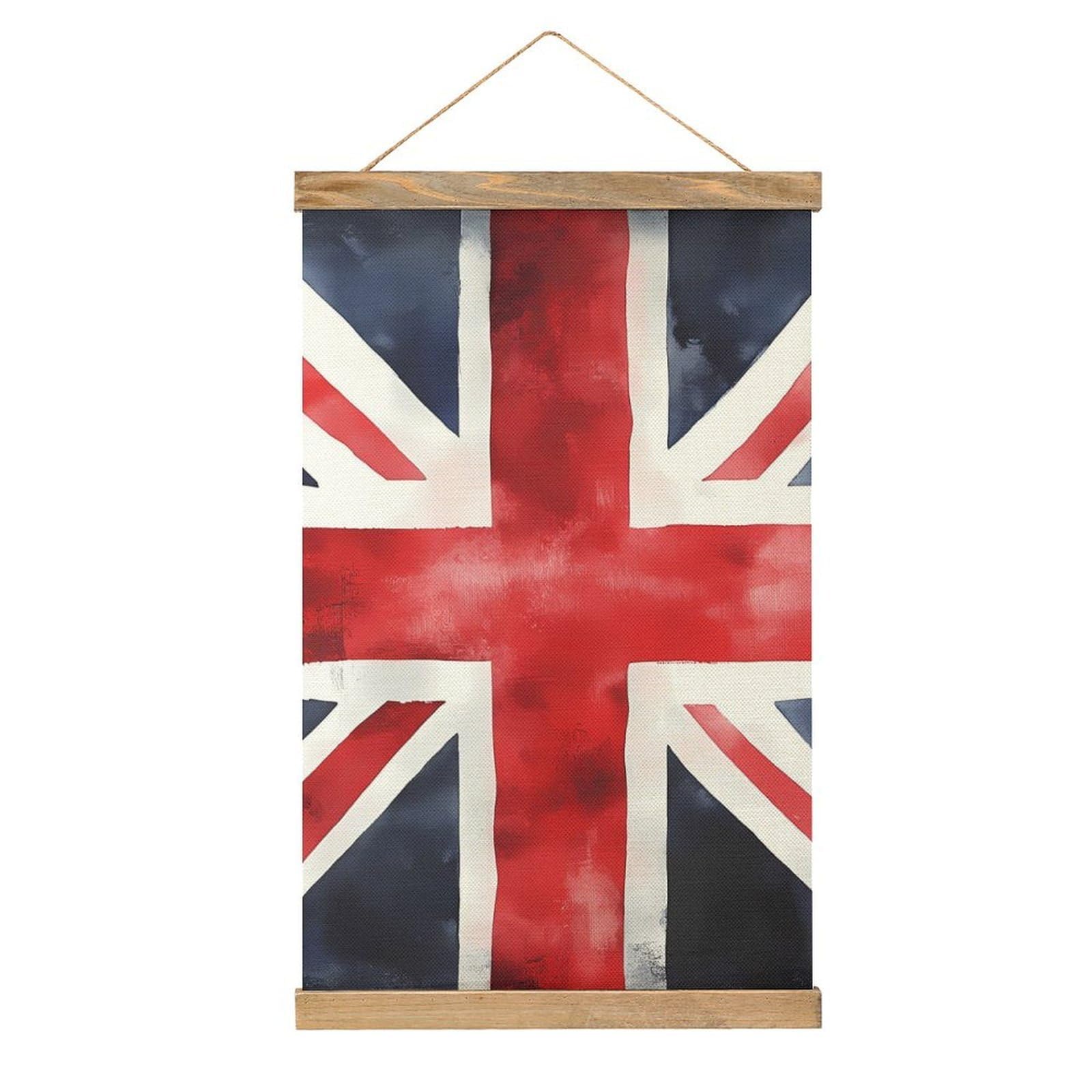CGSBNGHA Union Jack British UK Flag Watercolor Wall Art Prints Linen Hanging Painting Scroll Paintings Pictures Decor for Home