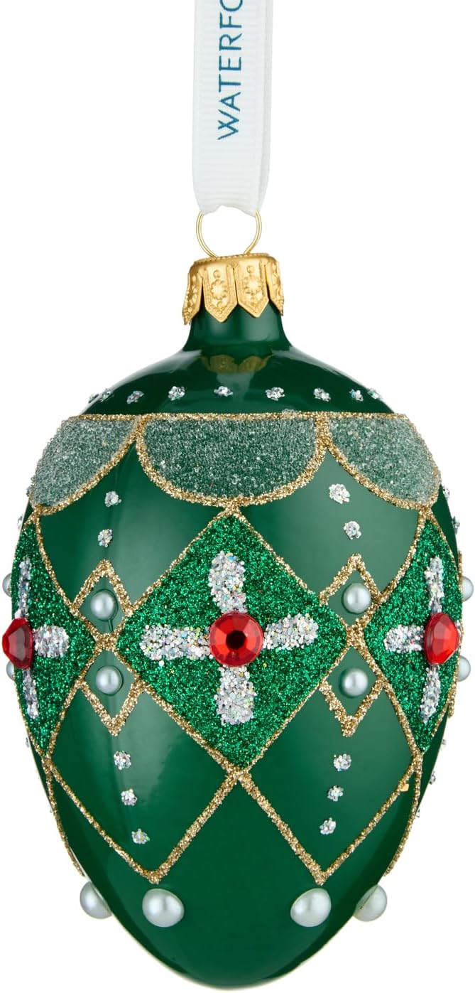 Holiday Heirlooms Green & red Oval Bauble