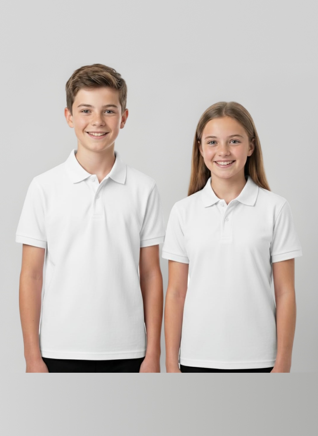Pack of 2 Kids Boys and Girls School Uniform Polo White Grey Sky Blue Black Plain Short Sleeve Tops Shirts Outdoor Gym Sports Wear