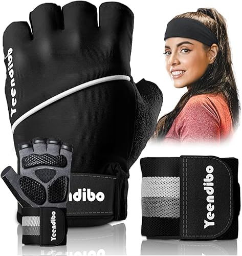 Guantes de entrenamiento 5 en 1 con correa para la muñeca, guantes de levantamiento de pesas de protección completa para hombres y mujeres, diseño