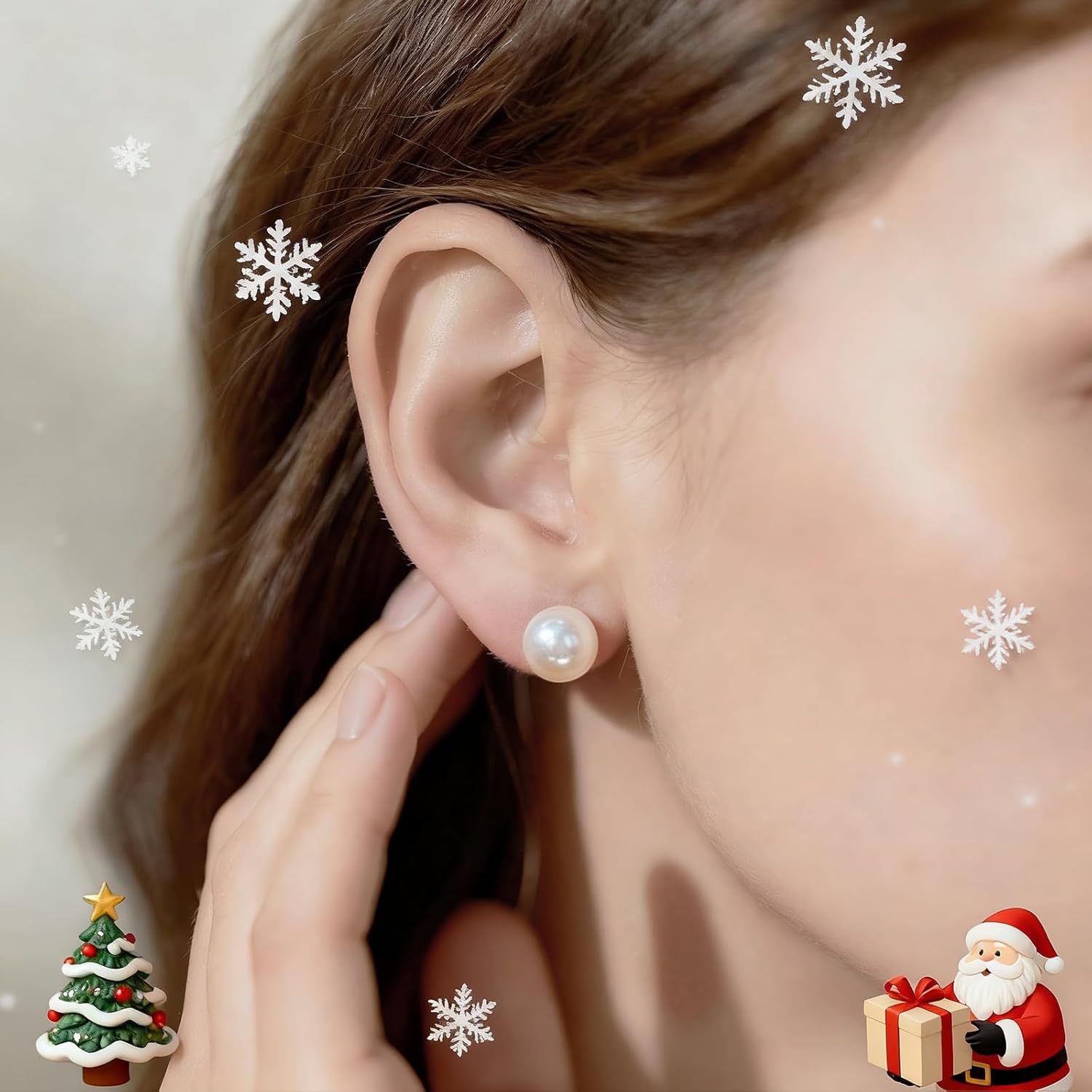 Natural Freshwater Pearl Stud Earrings, White AAA+ Grade, 925 Sterling Silver, Hypoallergenic Push Back Closure, Classic Minimalist Style - Image 5