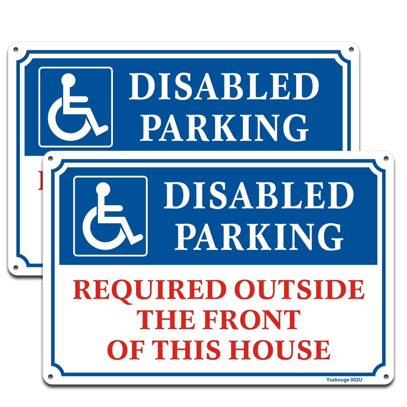 Disabled Parking Sign - 2 Pack, 20 x 30cm Rust Free Aluminum Food Allergy Warning For Business Restaurant, Weatherproof, Fade Resistant, Easy Mounting.
