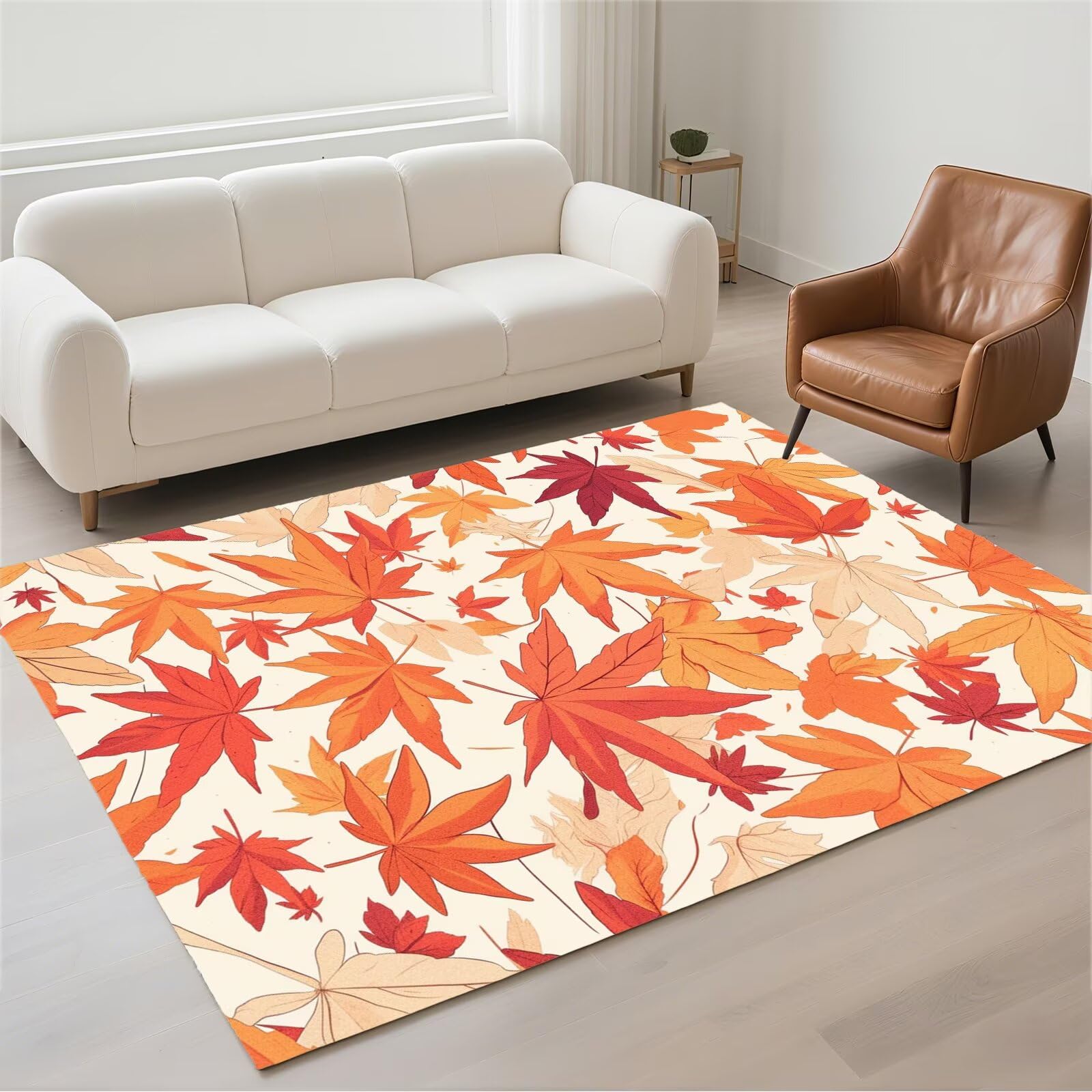 Petit carpet pour salon orange 50x80 anti-glisse et facile à laver