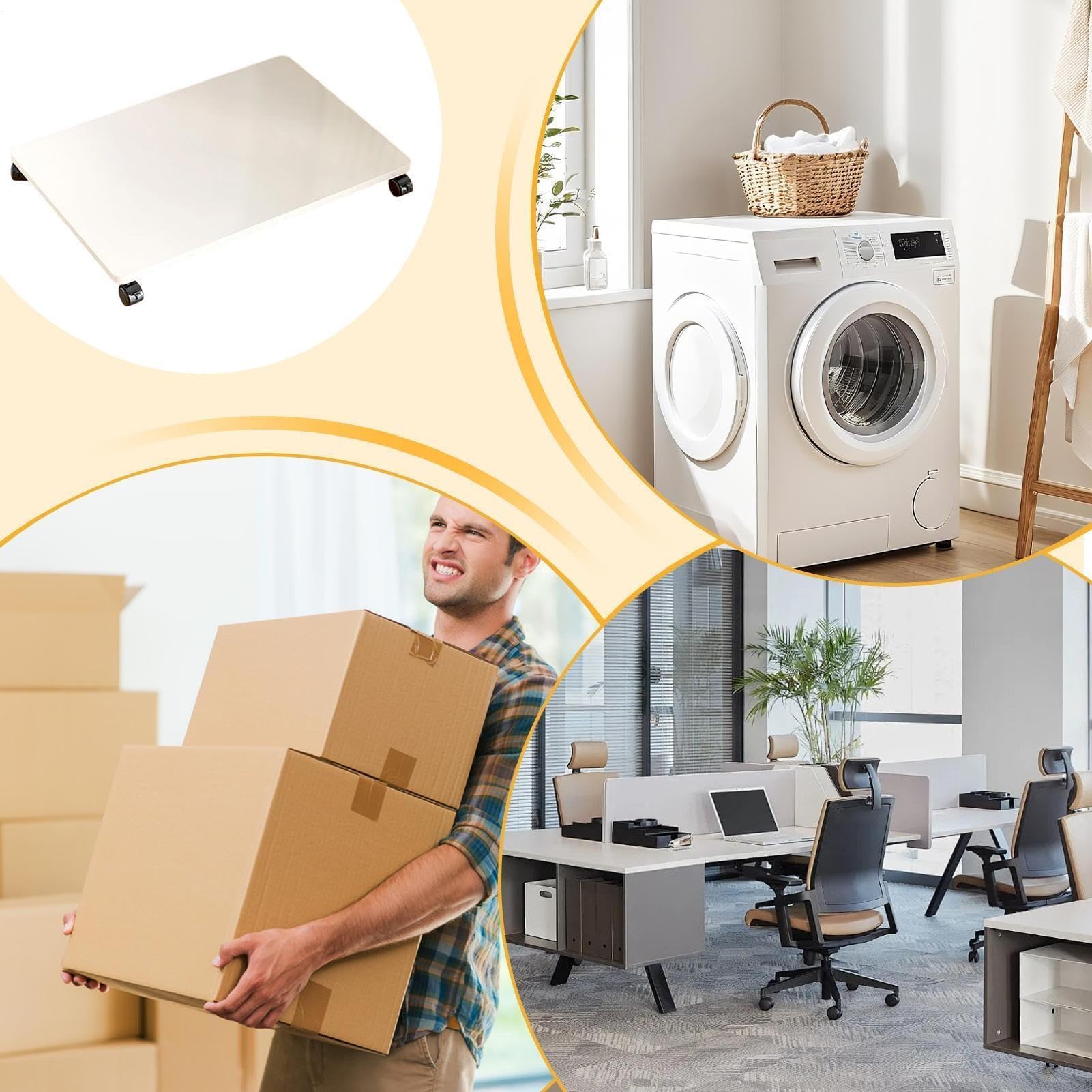 Generisch Kompakter Druckerwagen für unter den Schreibtisch – 45 x 30 cm, mobiles Rollregal für Homeoffice und Wohnzimmer, vielseitige Aufbewahrungslösung mit robuster Metallplatte