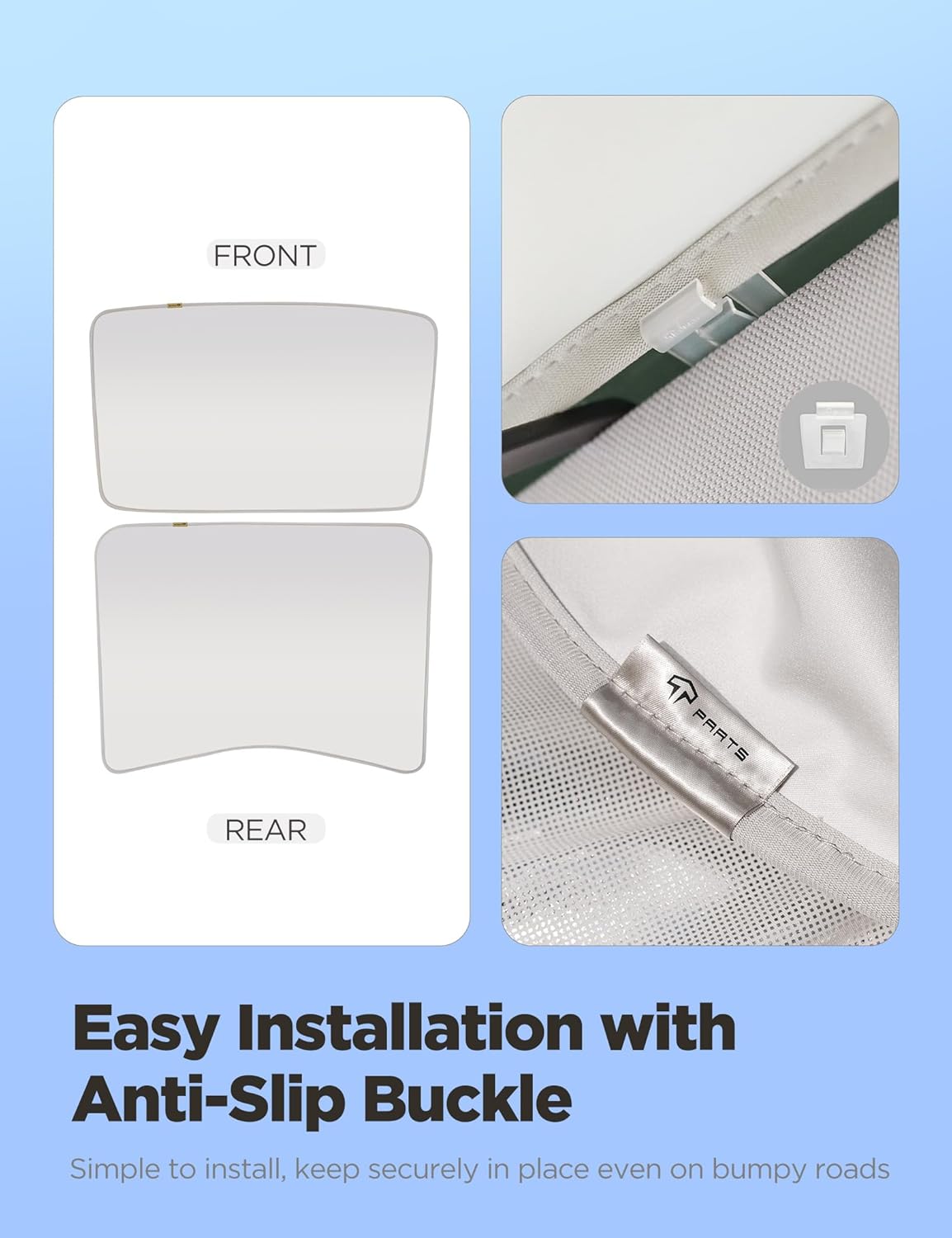 TPARTS Glass Roof Sunshade for Tesla Model 3 Highland 2024-2026(Premium/Performance) Foldable Sag-Free Sunroof Cover, Heat & UV Blocking Rapid Cooling Interior Accessories Set of 2 (Light Grey)