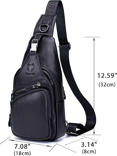 Miniatura 53 de LUKZIJAES Bolso bandolera de cuero genuino para hombre marrón (#1-Brown)