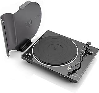 Denon DP-450USB Placa Giratória Analógica Semiautomática | Saída USB para Gravação | Sensor Automático de Velocidade | Braço de Tonearm Curvo Especialmente Projetado | Velocidades de 33 1/3, 45, 78 RPM (Vintage) | Áudio Superior, Preto