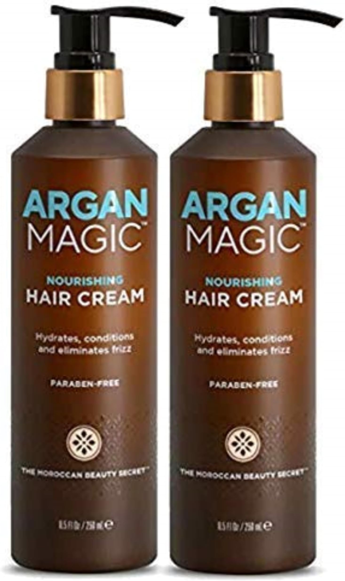 Argan Magic Nourishing Hair Cream - Hydrates, Conditions, and Eliminates Frizz for All Hair Types | Seals in Shine | Made in USA, Paraben Free, Cruelty Free (8.5 oz / 2 Pack)