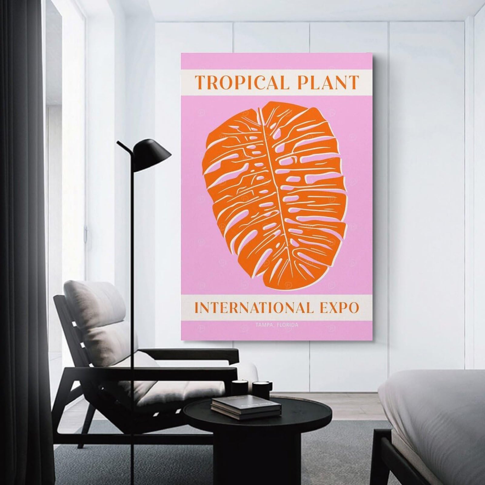 Junmoney Hanging Wall Art Tropical Monstera, 24x36inch(60x90cm), for Contemporary Homes, Apartments Or Offices, Stylish Wall Art for Fresh Spaces