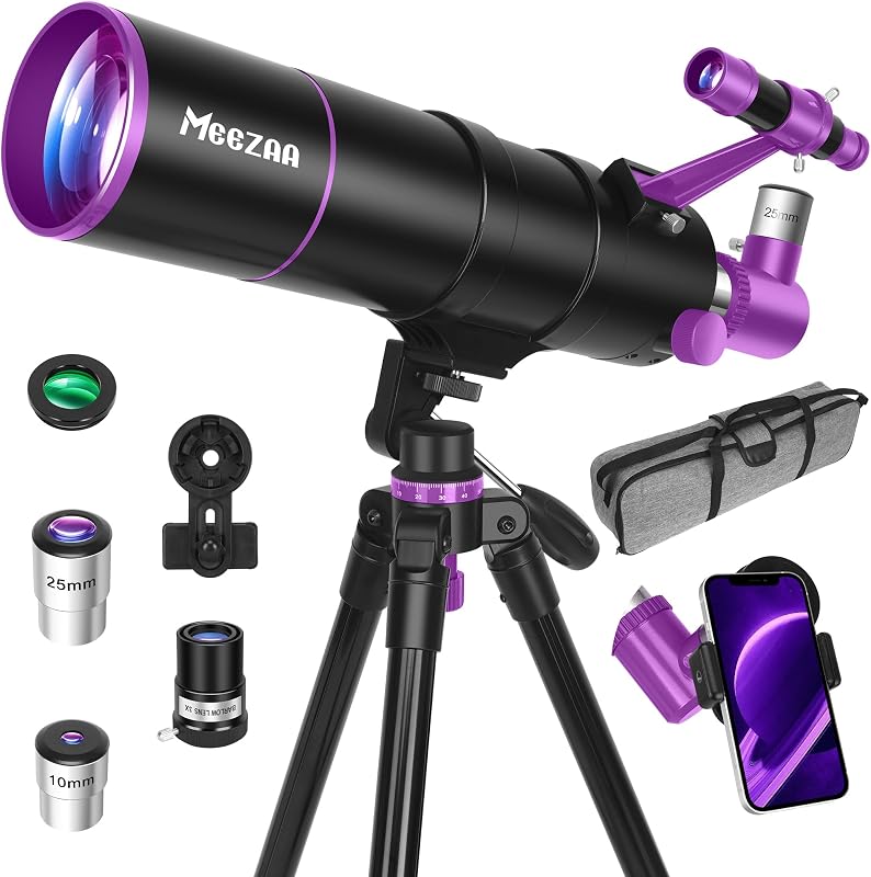 MEEZAA Telescope for Adults High Powered, 90mm Aperture 550mm Refractor | Portable Telescopes for Kids Astronomy Beginners, with Tripod, Phone Adapter, Carry Bag & Moon Filter, Travel and Stargazing