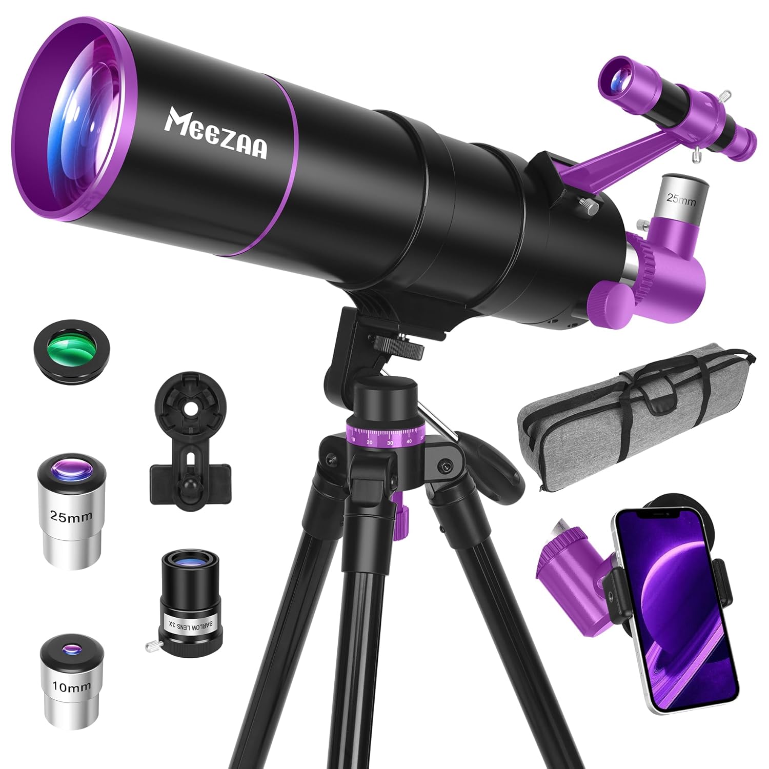 MEEZAA Telescope Telescope for Adults High Powered 90mm Aperture 550mm Portable Professional Refractor Telescopes for Kids Astronomy Beginners