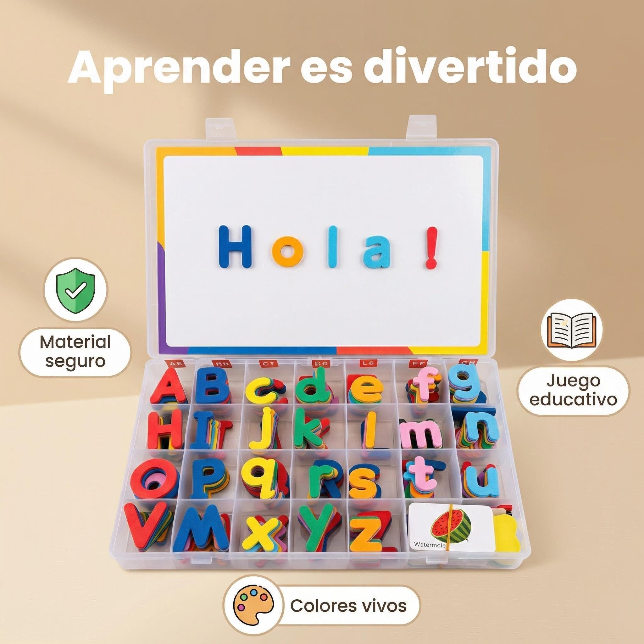 Letras magneticas niños 224 Piezas Letras ， Materiales de Aprendizaje del Alfabeto Español, Abecedario Magnético de Espuma, Juguete Educativo, Letras de Colores para Formar Palabras y Aprender a Leer