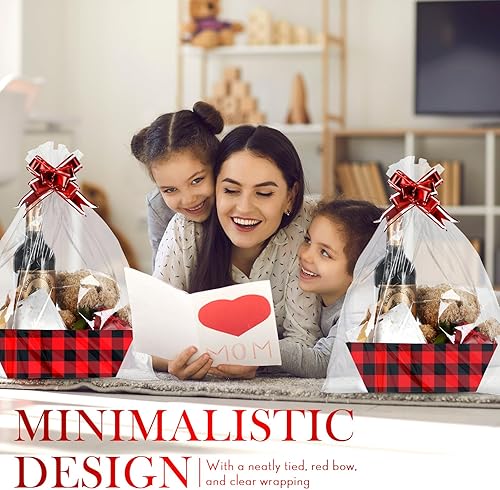 Miniatura 7 de El kit de 22 cestas incluye 6 piezas vacías, 6 bolsas transparentes, 10 lazos, bandeja de mercado para Acción de Gracias, Navidad, regalos de boda