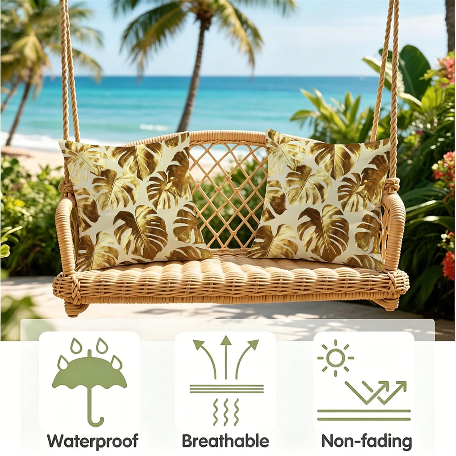 Federe Cuscini Divano 65x65 cm Oro Cuscino Divano Velluto Decorativo Set da 2, con Cerniera Foglia Cuscini da Esterno Impermeabili Federa Cuscino per Divani Camera de Letto Soggiorno Auto dj-758