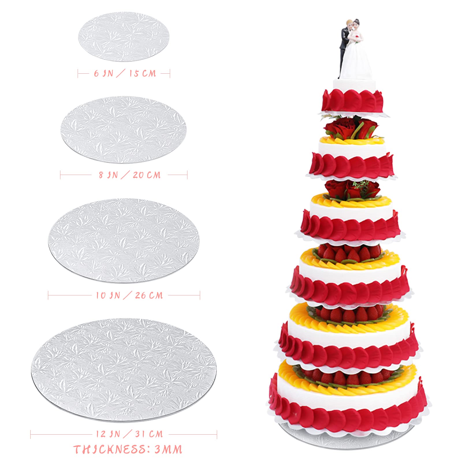 Vassoi Torta Rotondi Argento - 15 Pezzi Ø30,5cm, Cartone Smerlato 2mm, Per Feste E Matrimoni - Foto 11