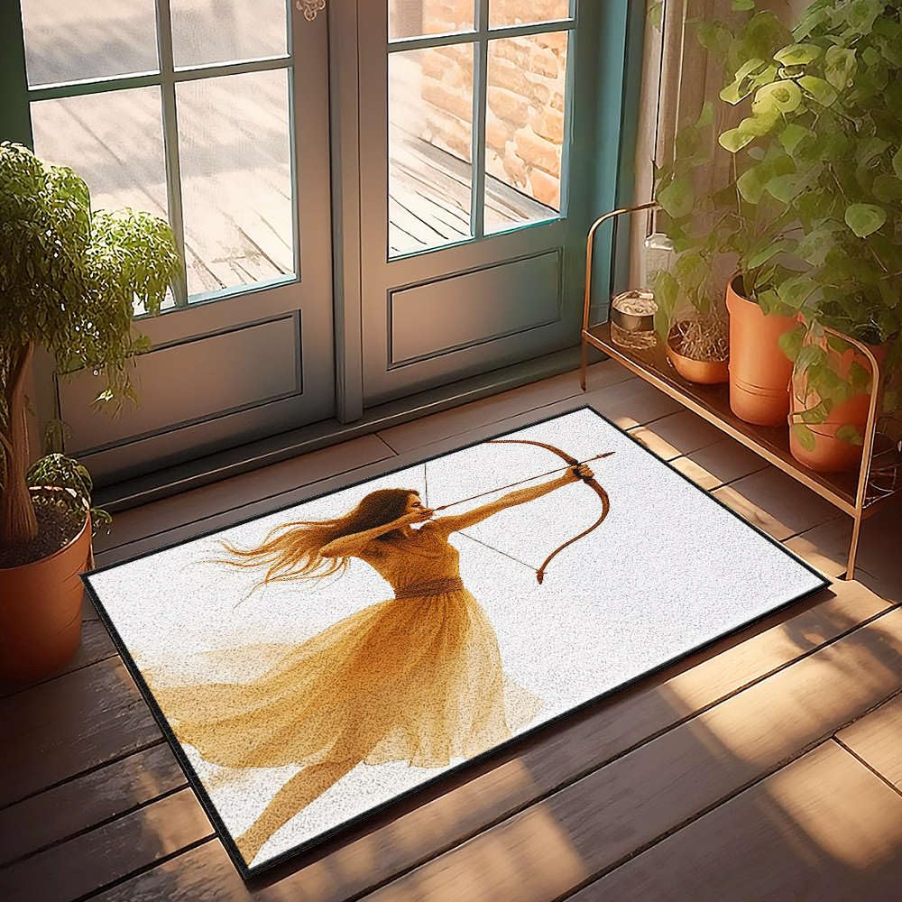 Grand tapis d'extérieur humour femme robe flèche 65x90cm