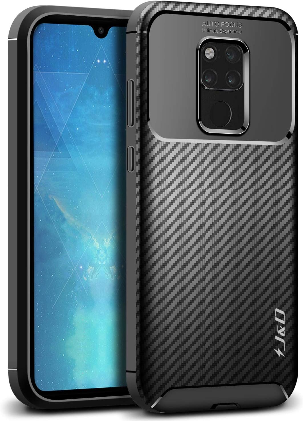 J&D Case Compatible for Huawei Mate 20 X Case/Huawei Mate 20 X 5G Case, [Carbon Fiber Pattern] [Drop Protection] Shock Resistant TPU Slim and Anti-Scratch Case for Huawei Mate 20 X Bumper Case - Black