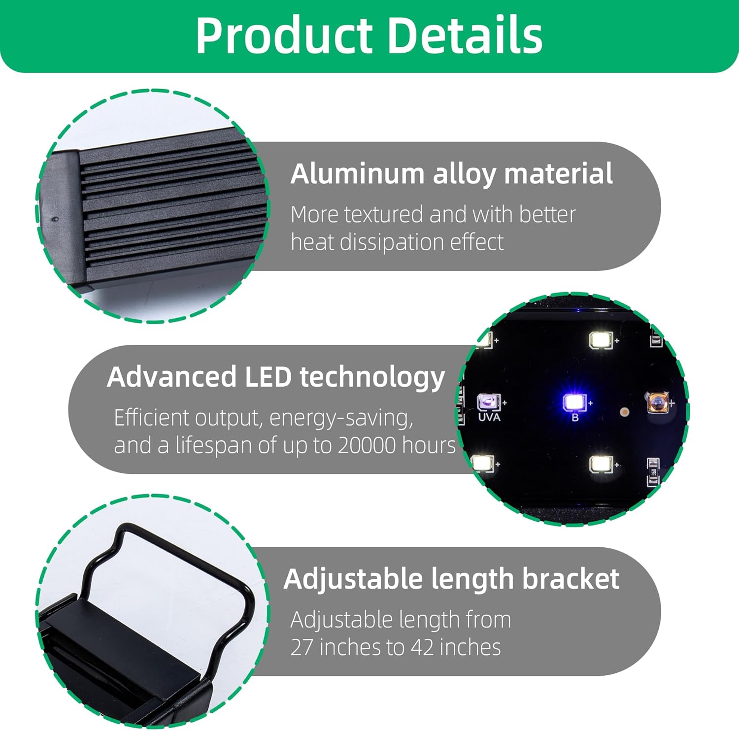 LED UVB Reptile Light, 22W UV Lamp Bar with Timer and Dimming, 27 Inch Extendable Aluminum UVA UVB Strip Light for Turtles, Bearded Dragons, Tortoise, Chameleon, Snakes