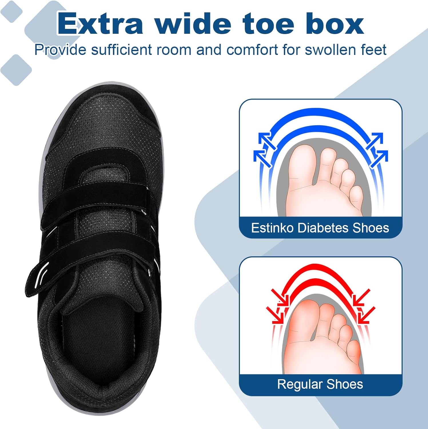Diabetic Shoes for Men Diabetic Walking Shoes Extra Wide Shoes for Swollen Feet Orthopedic Sneakers Pain Relief - Image 2