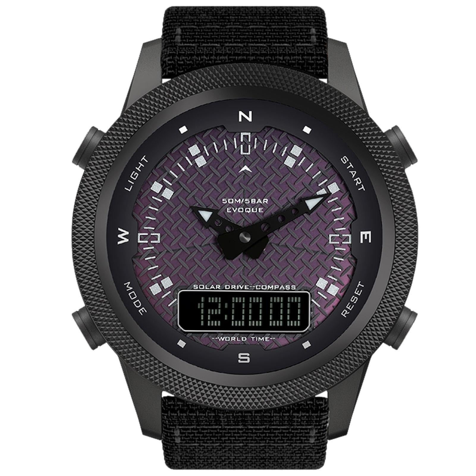 Reloj con Brújula para Exteriores, Reloj Solar Digital Multifuncional con Pantalla Dual para Viajes y Caminatas