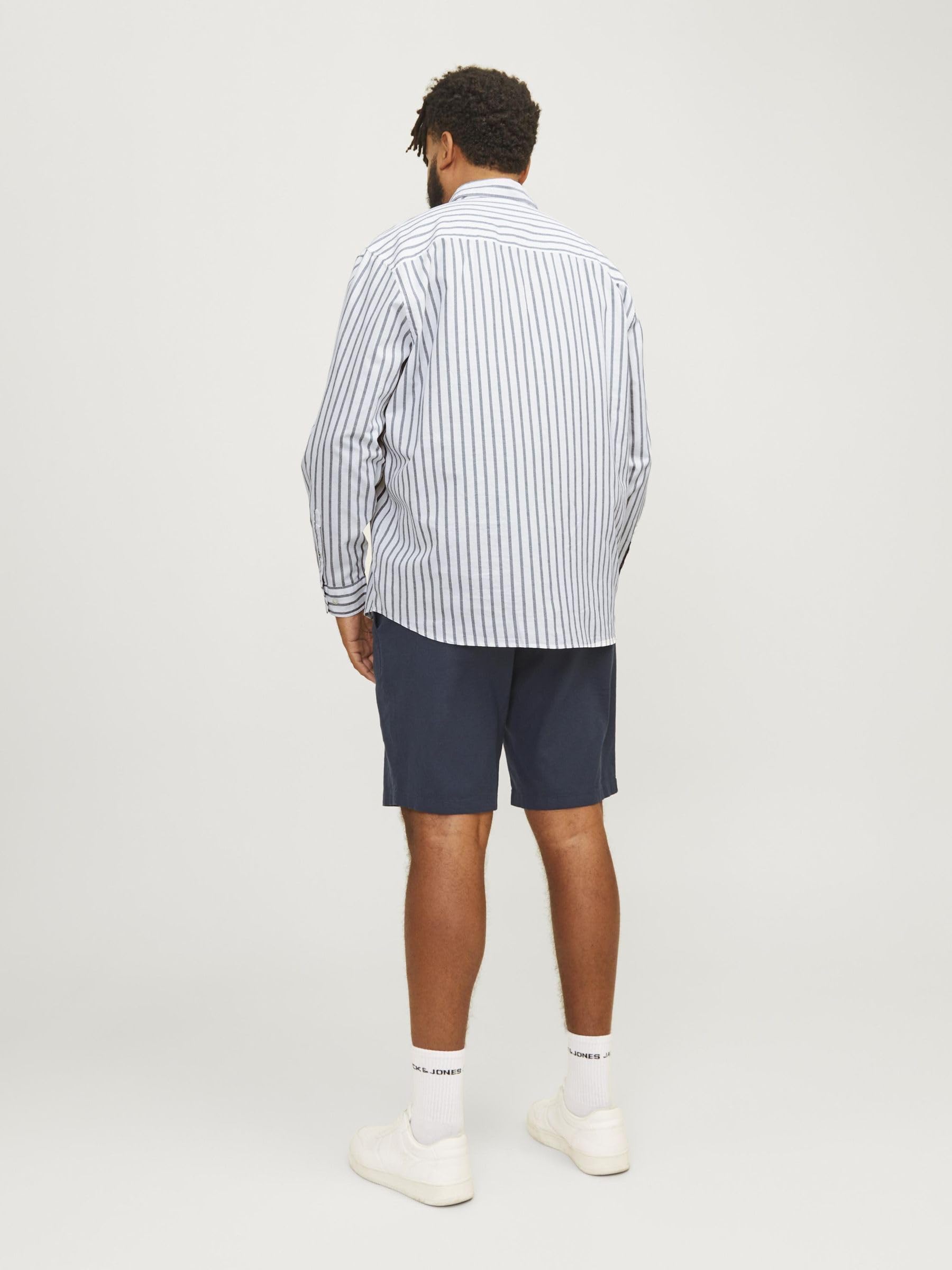 JJEOXFORD Shirt L/S S21 NOOS PLS, Ensign Blue/Stripes:Stripes, 4XL
