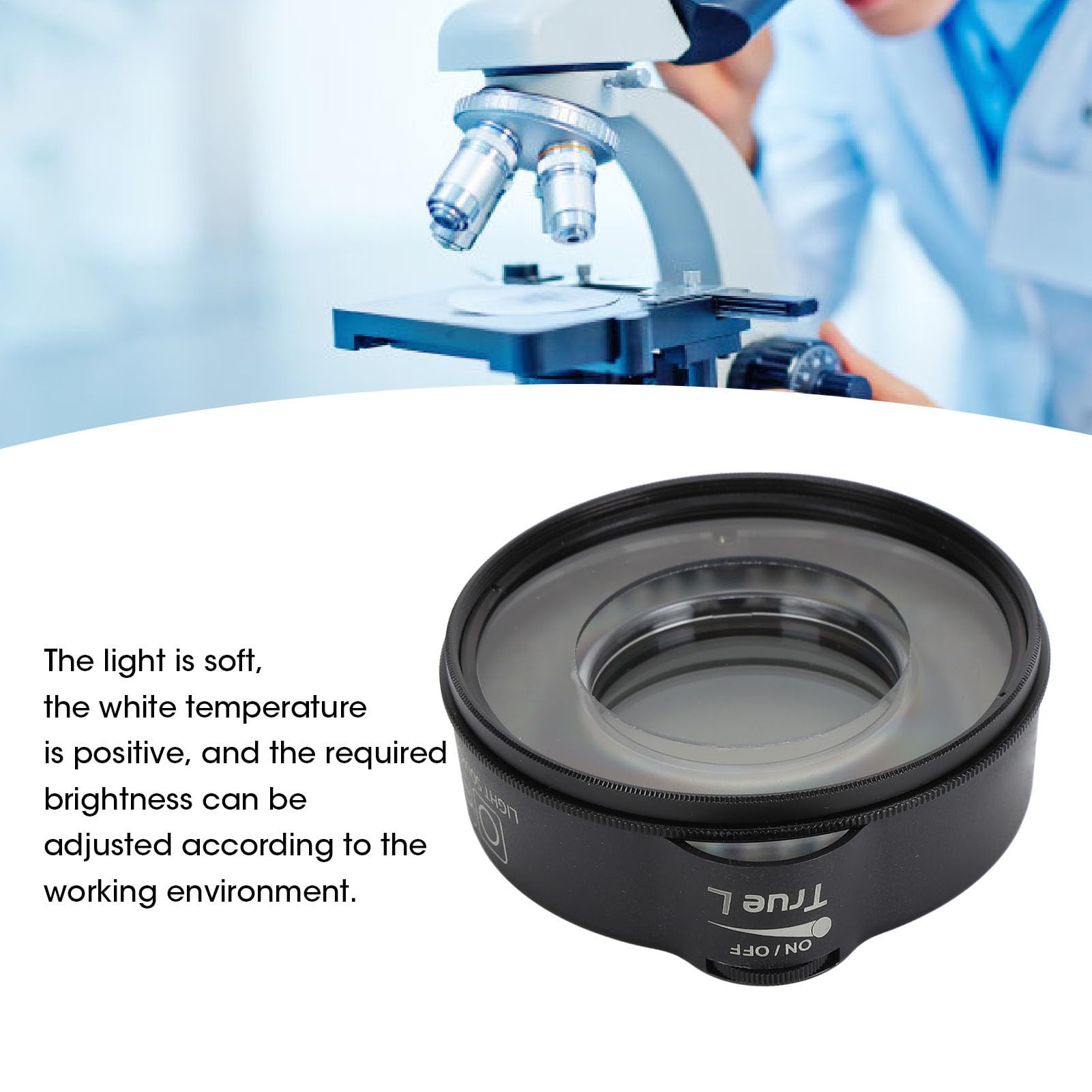 Anillo de Luz, Lente a Prueba de Aceite Lámpara de Microscopio Caja de Espejo Polarizador Ultra Delgado DC 12V para Inspección