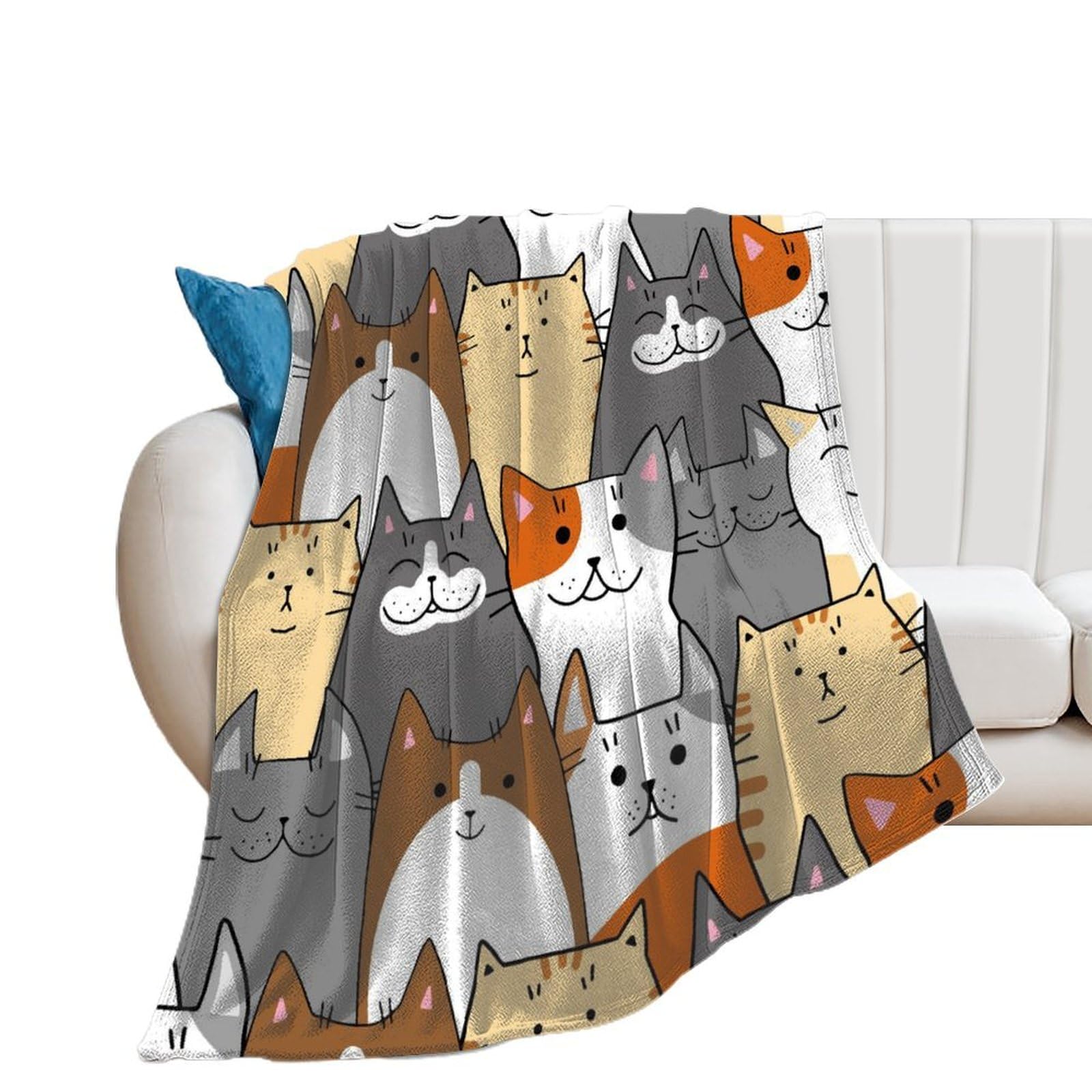 Couverture polaire chat jeté de canapé en flanelle chaude et douce 100x130cm de salon