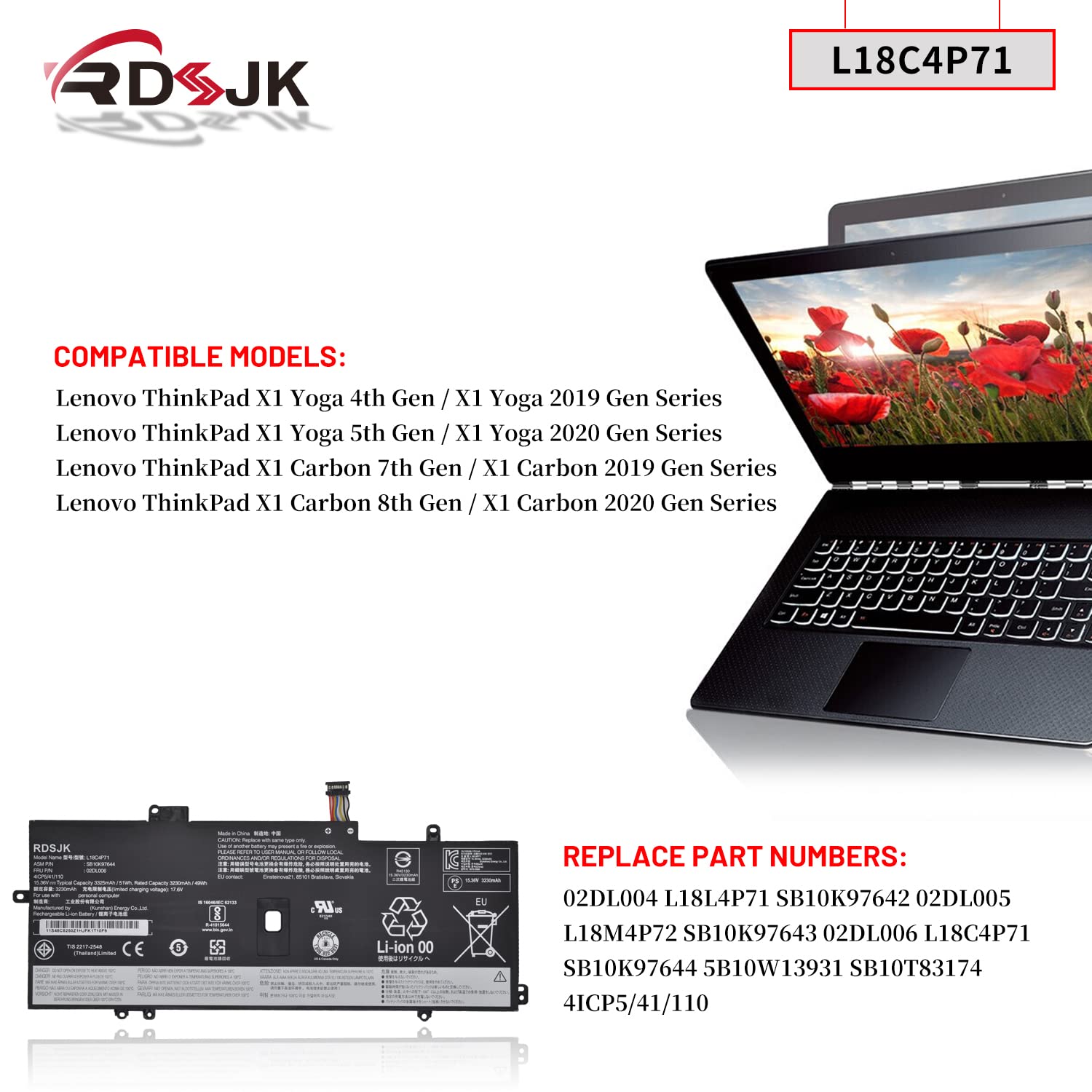 Amazon.com: L18C4P71 L18M4P72 L18L4P71 Laptop Battery for Lenovo