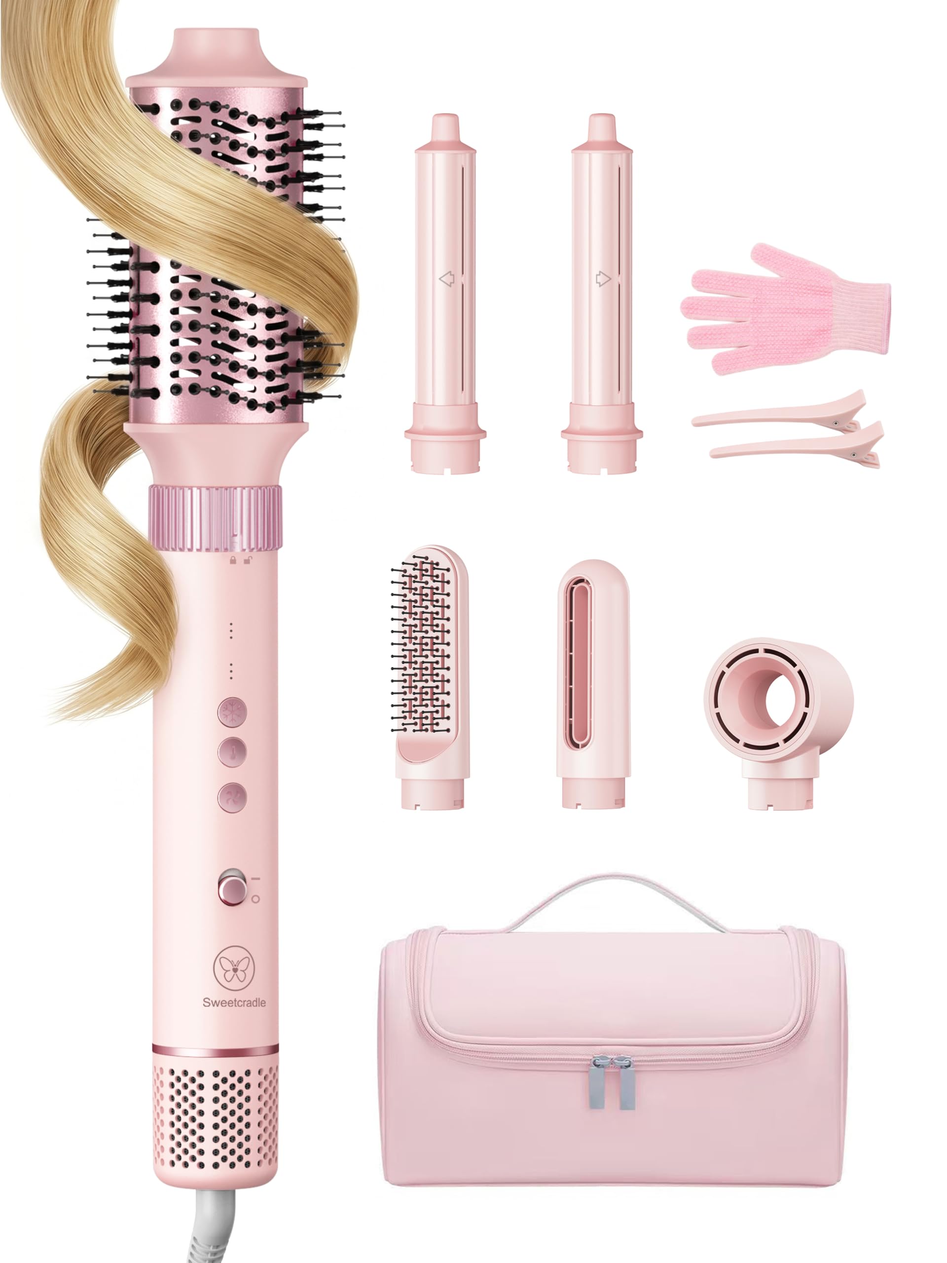 SweetCradle 6 in 1 Air Hair Styler, 1400W High-Speed Hair Dryer Brush Set, Ionic...