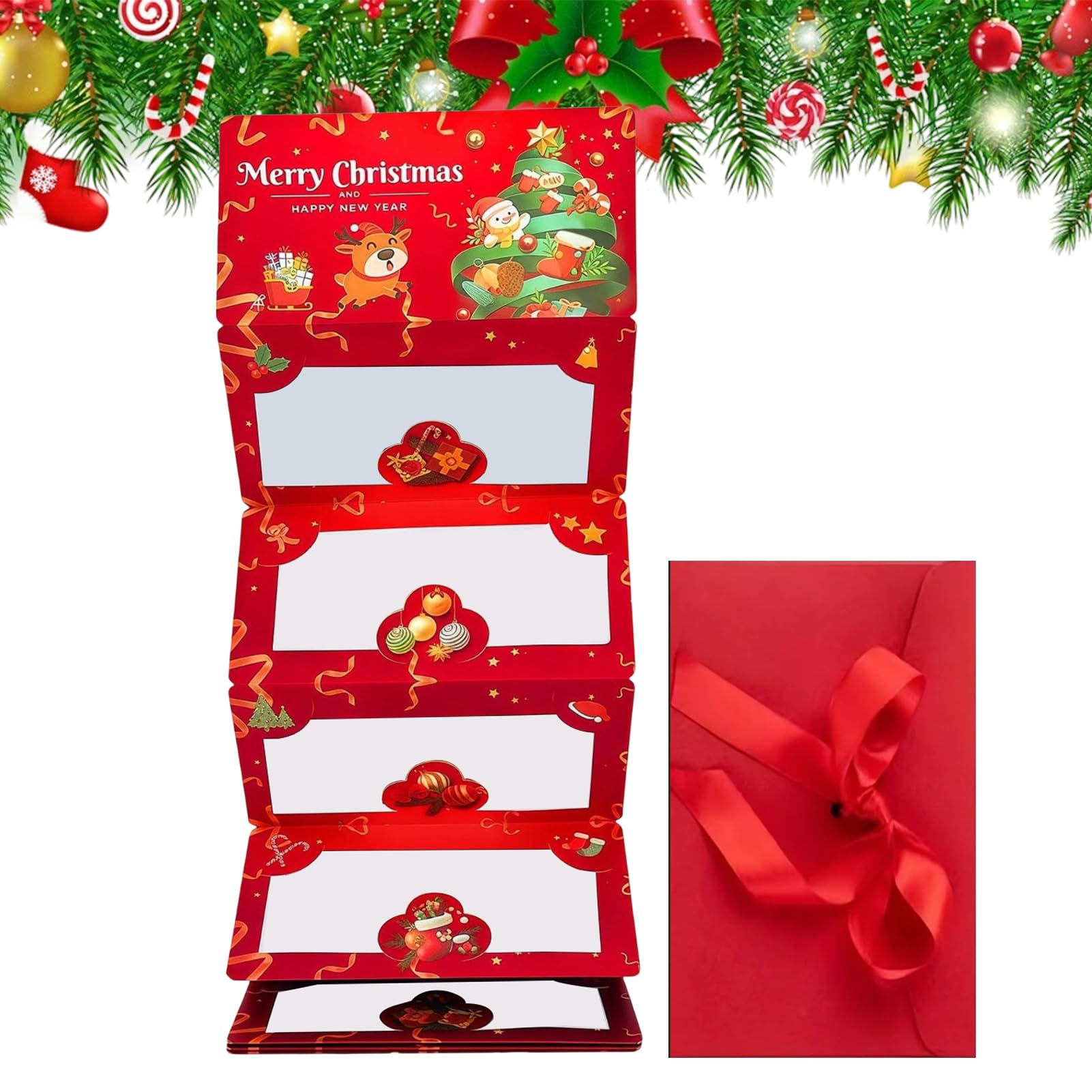 Sobres de dinero en efectivo de Navidad, tarjeta creativa de felicitación de invierno de 6 ranuras, clip de dinero para adultos, amantes, familiares, amigos, mujeres, hombres, niños