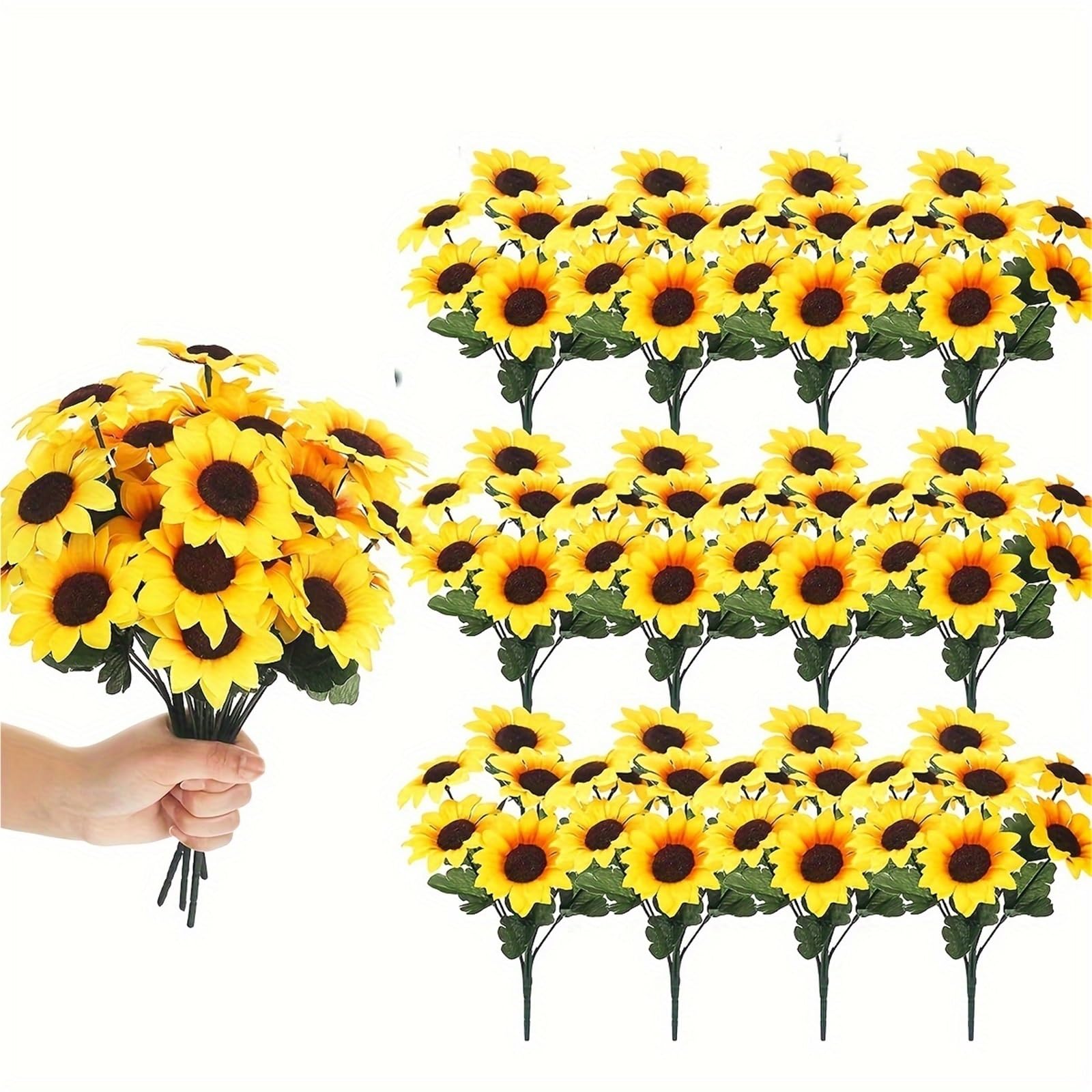 Dcrxz Artificial Flowers 10pcs Artificial Sunflowers Decorative Flowers,Plastic Flower Room Interior and Exterior Decorations -Garden Outdoor Deco