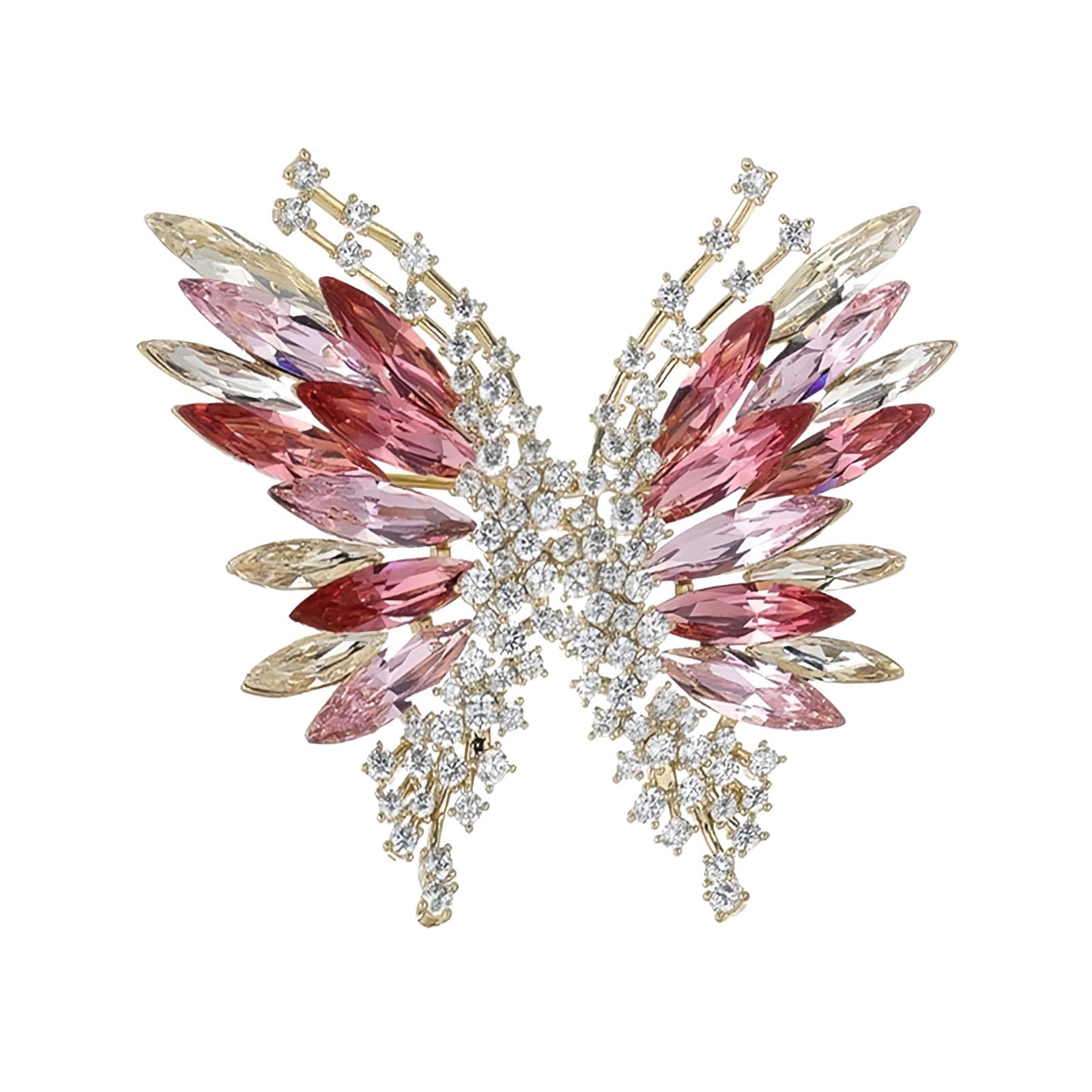 Brooch Pin for Women, Butterfly Brooch, Saree Brooch for Women, Women Blazer and Hijab Scarves, Perfect for Parties and Gifts（Red）