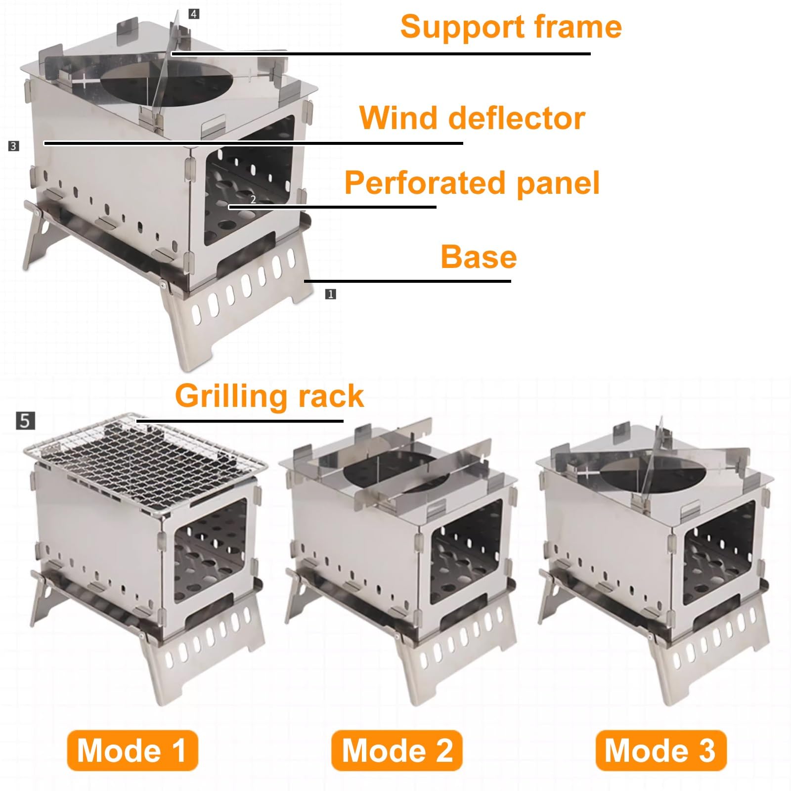 Cucine da Campeggio Realizzato in Acciaio Inox 430 Include Griglia Mini Barbecue Portatile Carbonella Gambe Pieghevoli Adatto per Attività All'aperto e Campeggio