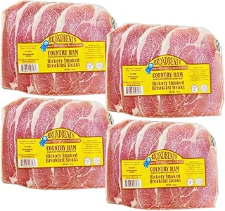 Broadbent's Hickory Smoked Country Ham Breakfast Steaks Bundle, 10oz Each (4 Items)