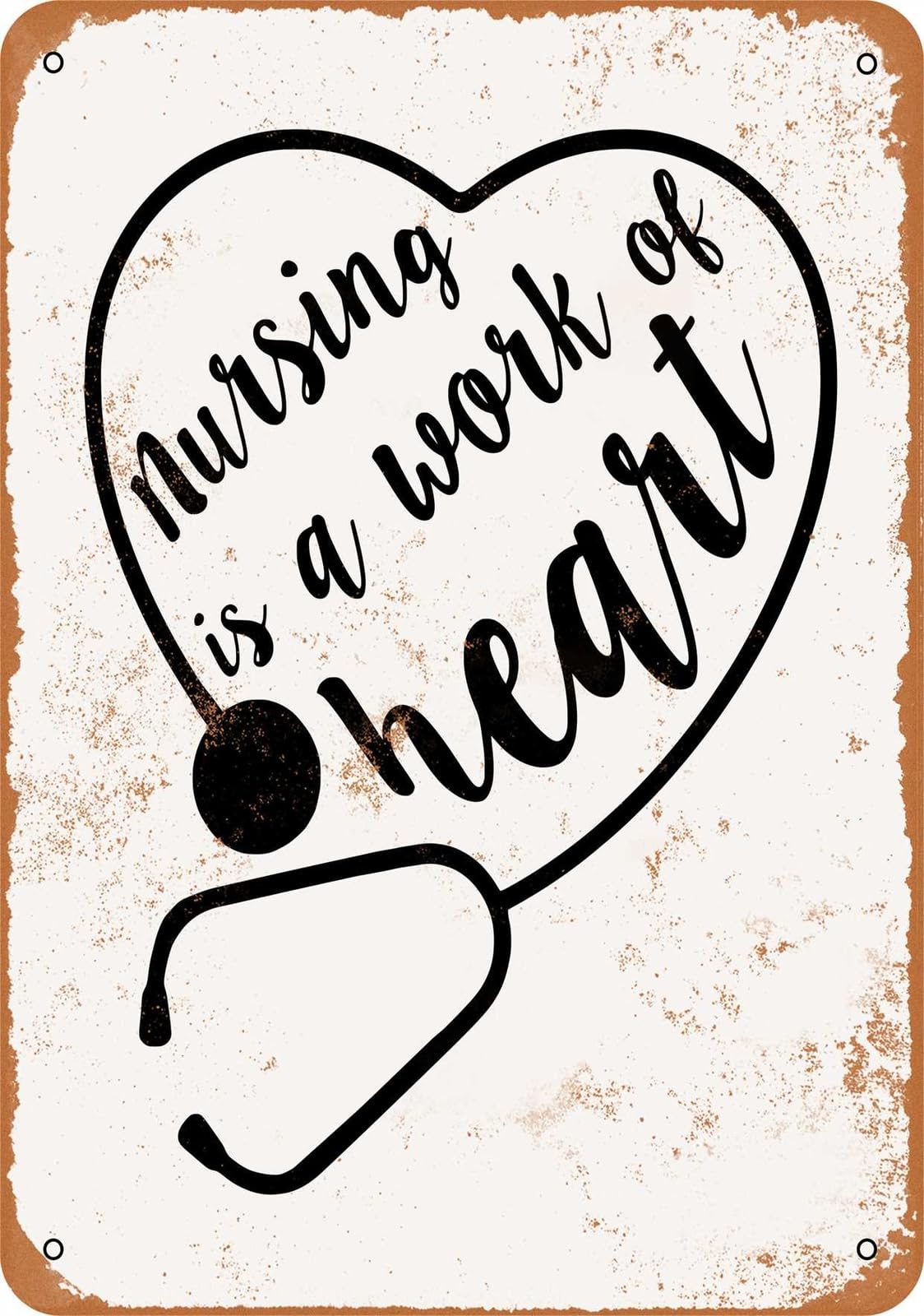 Miaomansenstore Metal Sign - Nursing Is A Work Of Heart - Vintage Look Home Decor