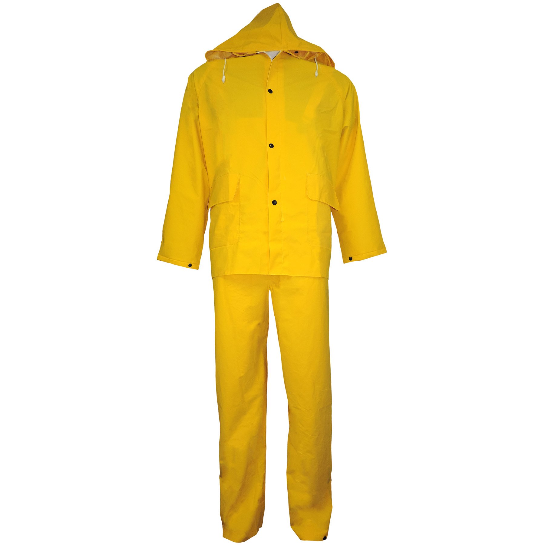 Global GloveR8900 FrogWear 3 Piece Corduroy Collar PVC Rainsuit, 8X-Large, Yellow (Case of 12)