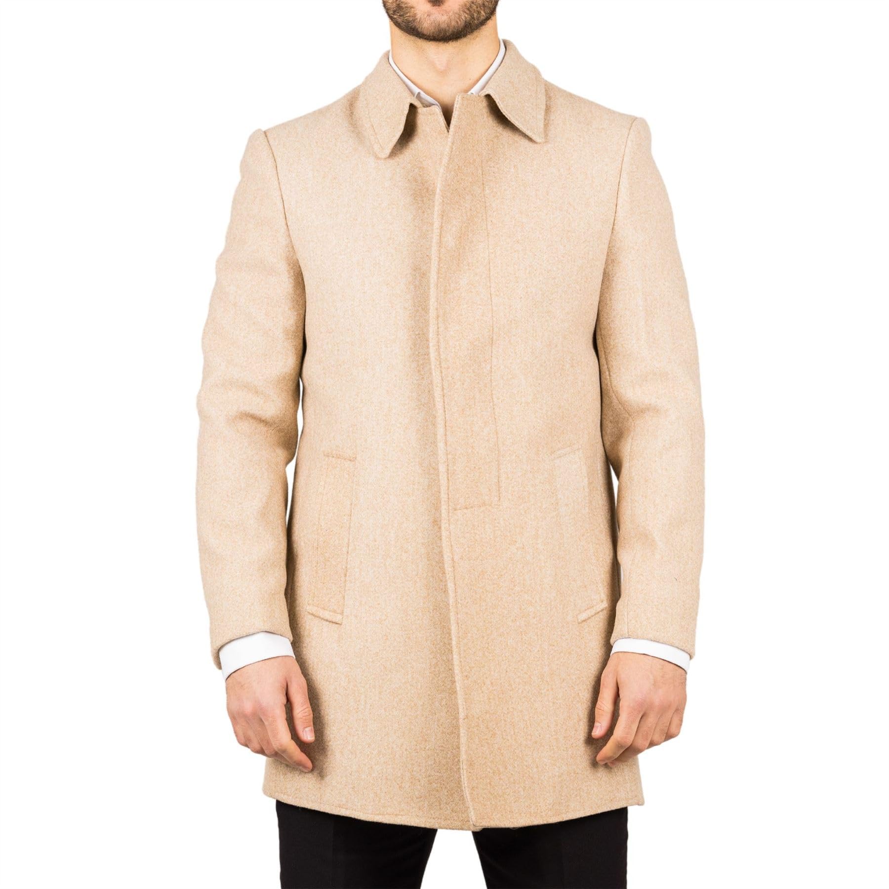 TruClothing Men's Wool Blend Overcoat - Beige - 4XL