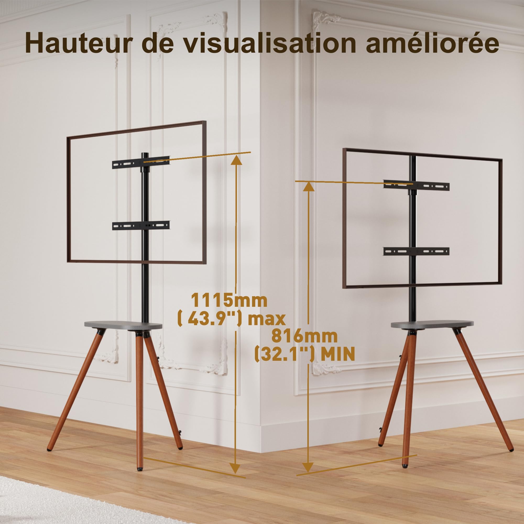 Chevalet TV pour écran LCD LED OLED de 43 à 65 pouces jusqu'à 35 kg