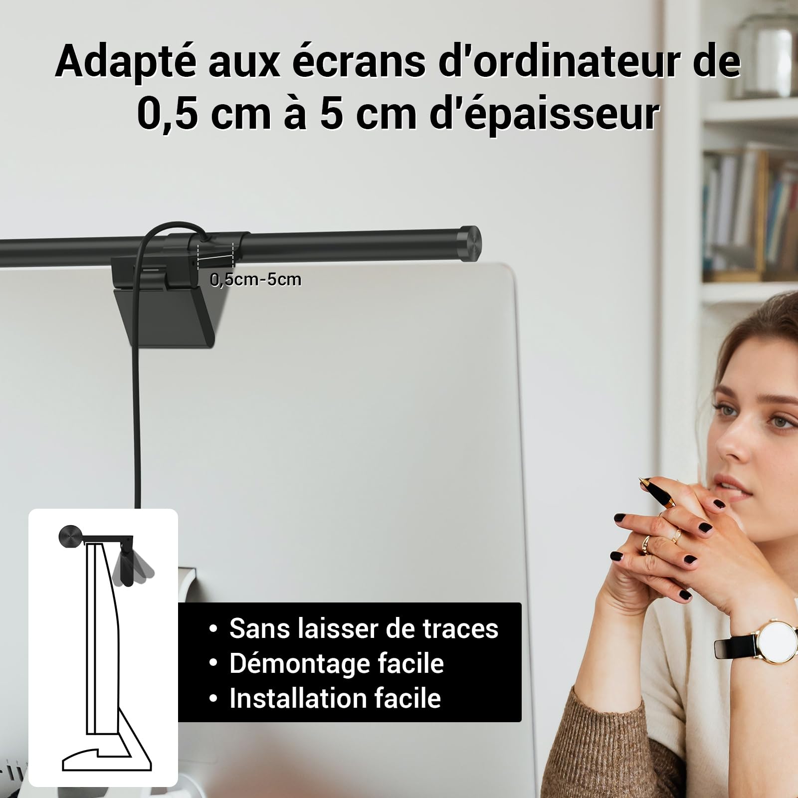 LED Lampe Écran PC, USB Monitor Light Bar avec Contrôle Tactile, 5 Luminosité et Température de Couleur Réglable, Soins Oculaires Pour Bureau Gaming Lecture Maison Cadeau Pratique Réfléchie