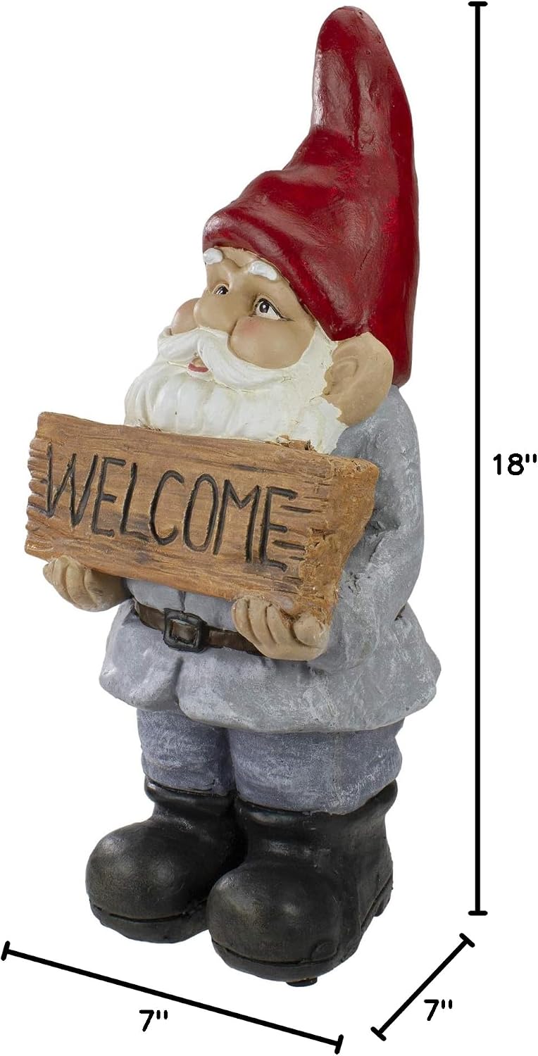 Northlight 17" Gnome with Welcome Sign Outdoor Garden Statue