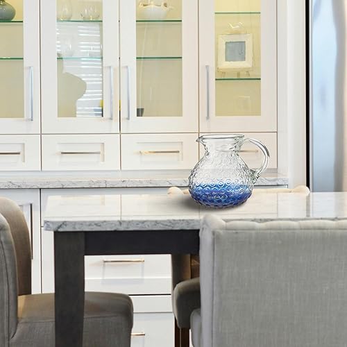 Miniatura 3 de Amici Home -Jarra Catalina, cobalto, artesanal hecho a mano mexicano reciclado vidrio, para sangría, té helado, jugo y otras bebidas, 8 pulgadas de