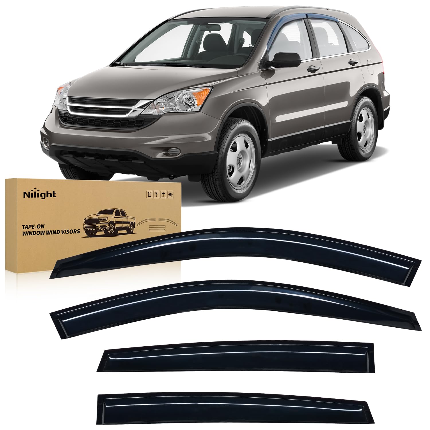 Nilight Window Visors for Honda CR-V(CRV) 2007 2008 2009 2010 2011, Out-Channel Window Wind Deflectors Rain Guards -4PCS