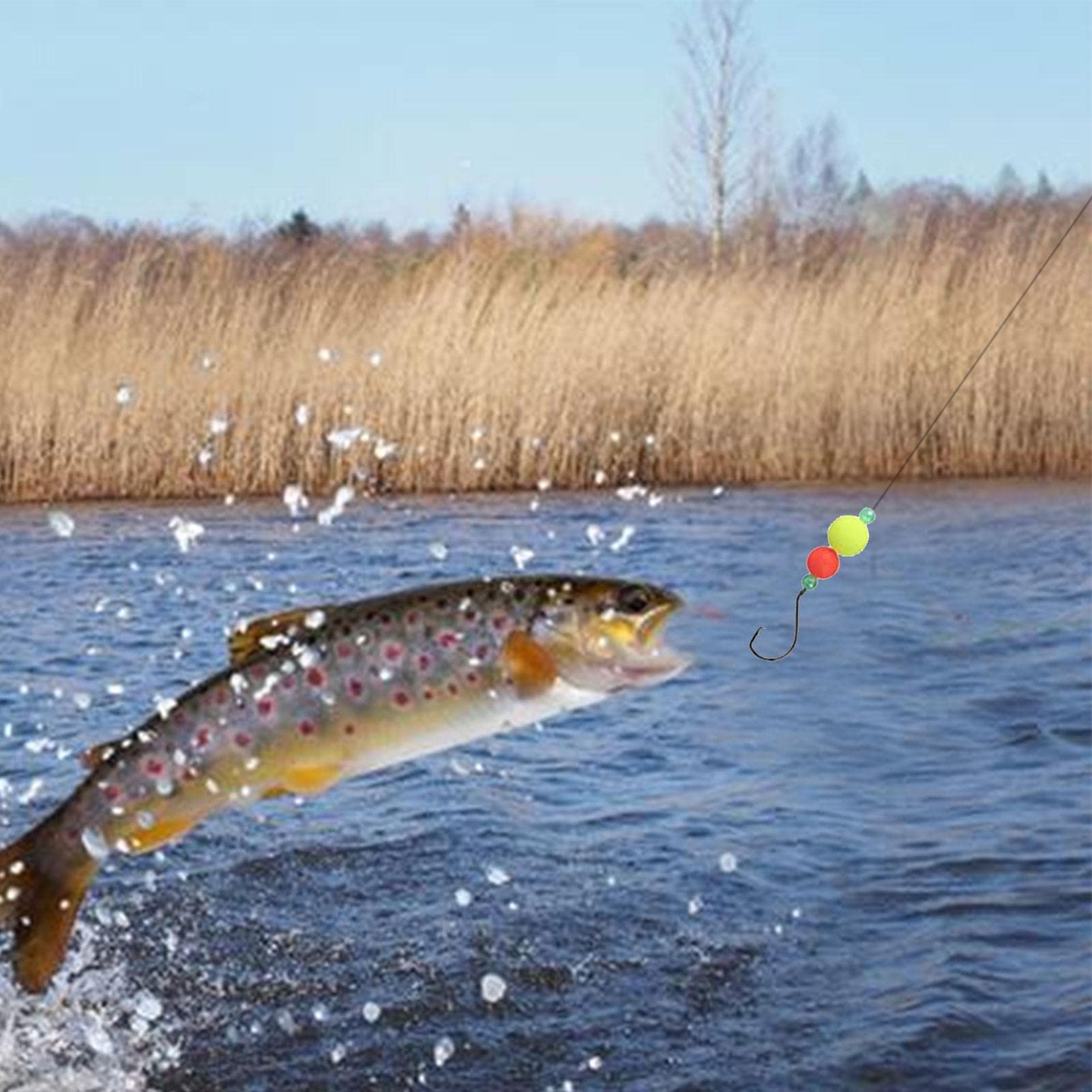 Perline di Lenza - 100 Pezzi a Bagliore Luminoso a Colori Misti | Lenza da Pesca Colorata in Gomma Morbida per Acqua Salata e Dolce