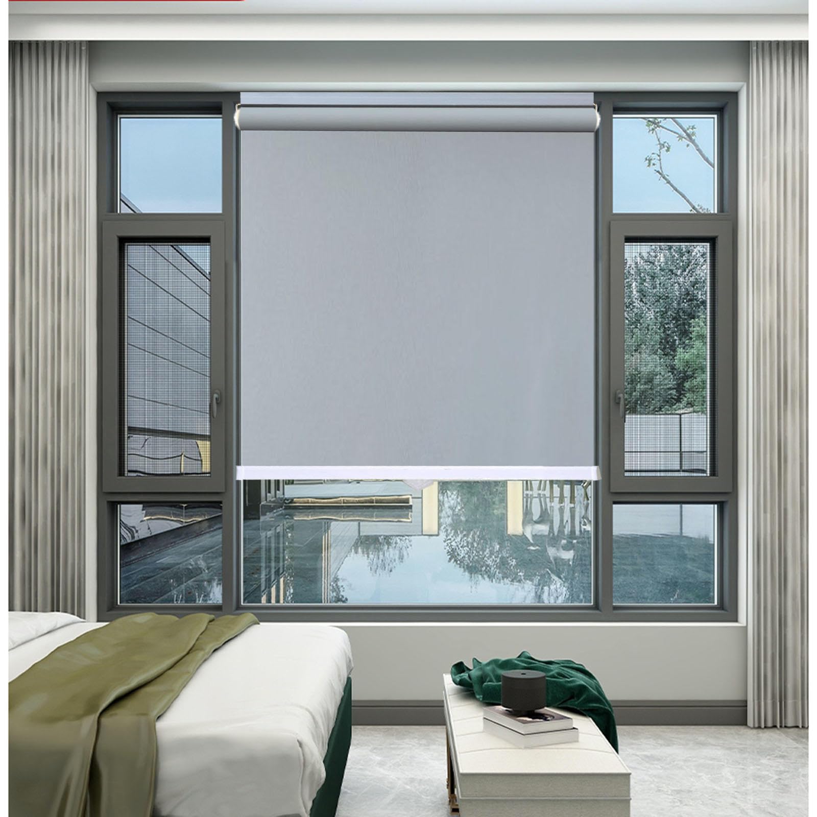 Blackout Roller Blinds 35/50/75/90/115/130cm, 99% Uv-resistant Blackout Curtains, Window Roller Shades, Privacy Blinds, Sunshade Roller Blinds No Drilling,grey-110x175cm/43 * 69in