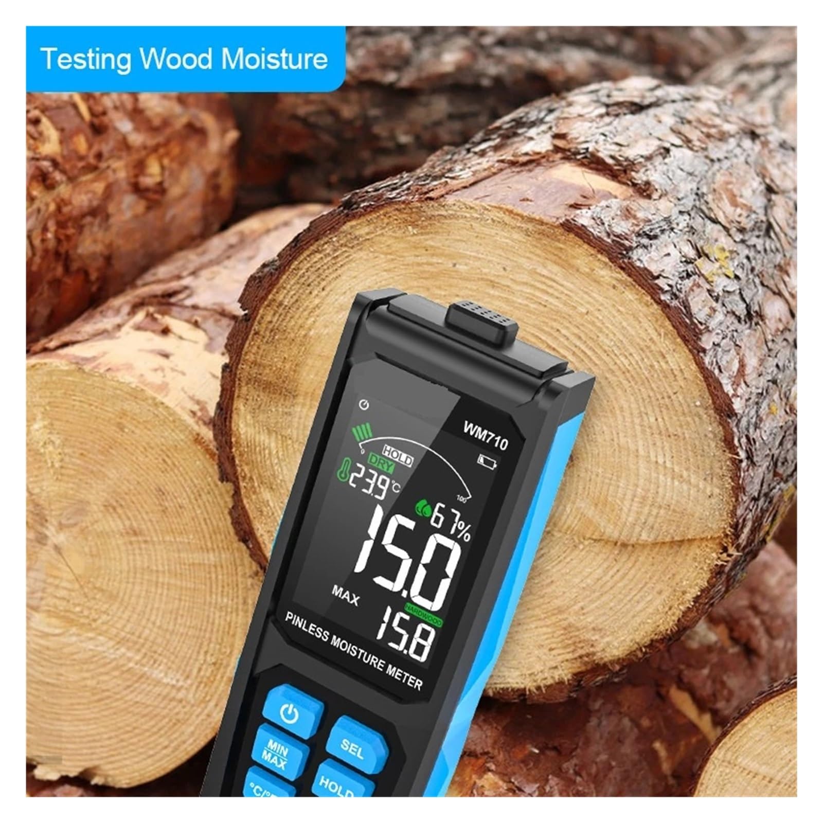 Cyfrowy Wilgotnościomierz Digital Wood Moisture Meter Non-destructive Inductive Hygrometer Analog Dual Display Ambient Temp Humidity Timber Damp Detector do Testowania Zawartości Wody